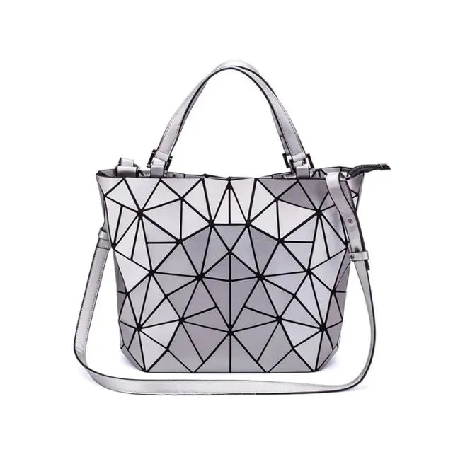 Luminous reflective bao Bag Geometric Tote Folding Shoulder Bags for women 2020 Plain Folding Handbags sac a main Female Bolsas
