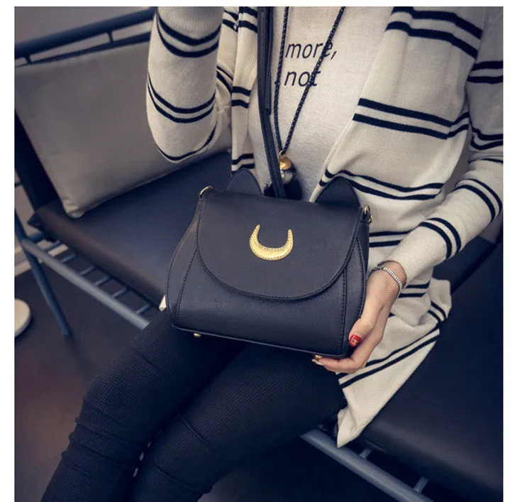 Luna Cat Women Leather Handbag