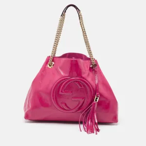 Magenta Patent Leather Medium Soho Chain Tote