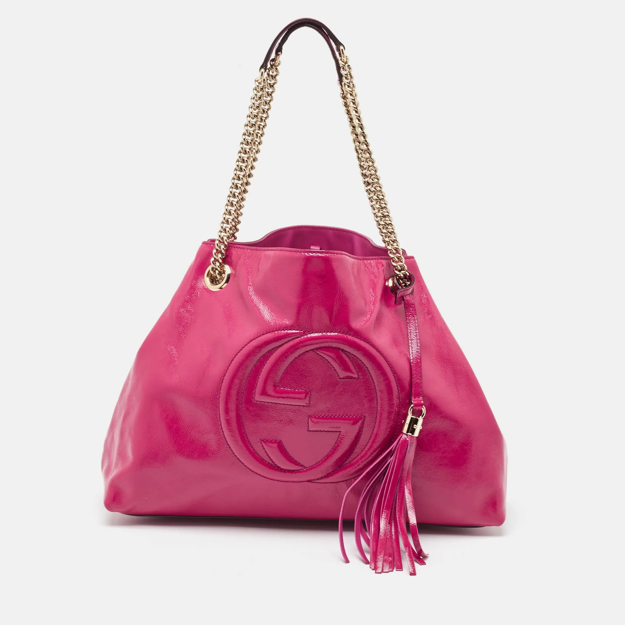 Magenta Patent Leather Medium Soho Chain Tote