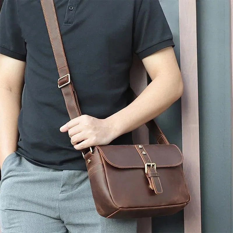 Male Female Leather Crossbody Bags Sling Bag Anti Theft