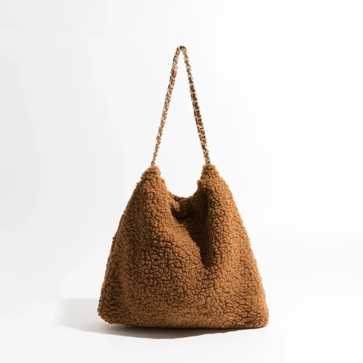 Mamonde Faux Lambs Fur Hobo Shoulder Bag