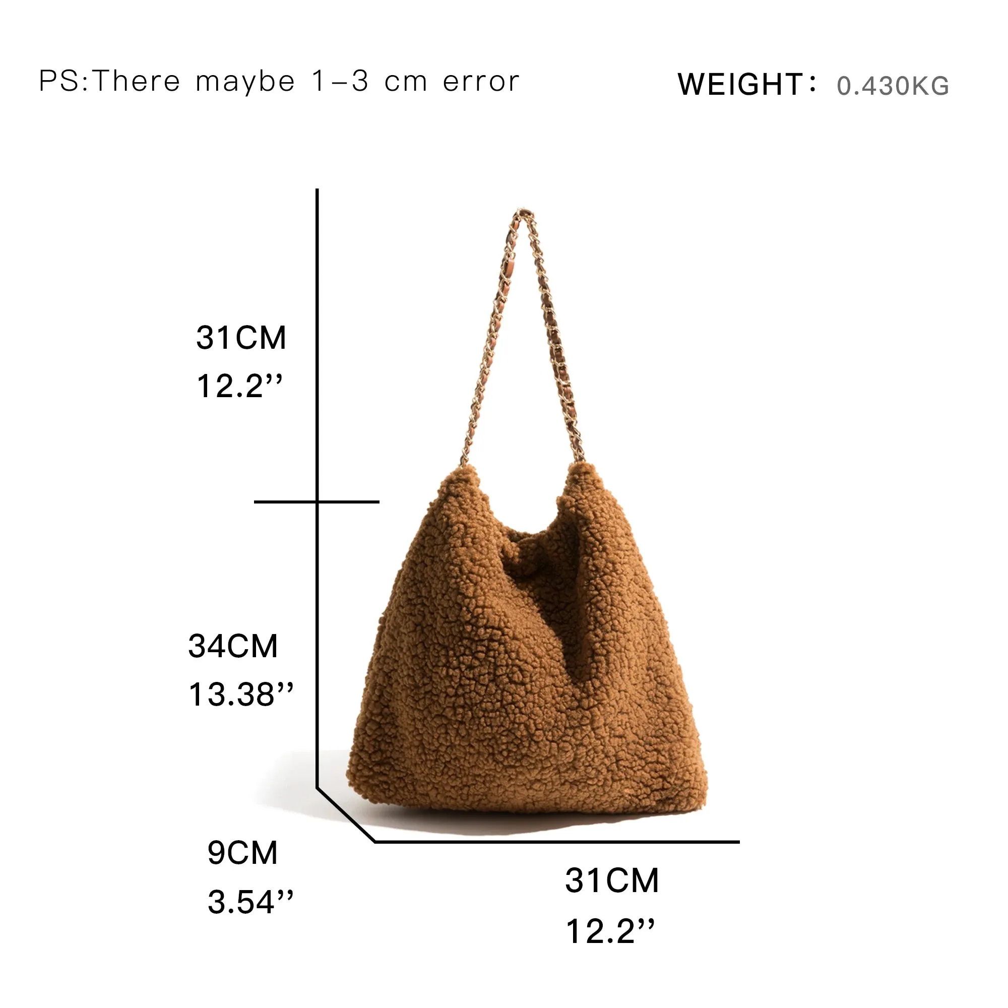 Mamonde Faux Lambs Fur Hobo Shoulder Bag