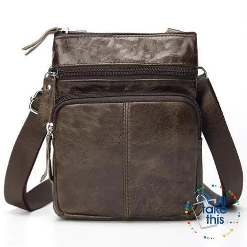 Man Bag in Genuine Leather - Small Messenger Bag with Shoulder Strap/Cross-body - 5 Colors
