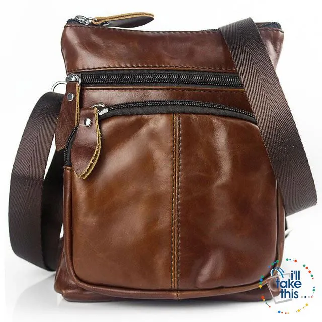 Man Bag in Genuine Leather - Small Messenger Bag with Shoulder Strap/Cross-body - 5 Colors