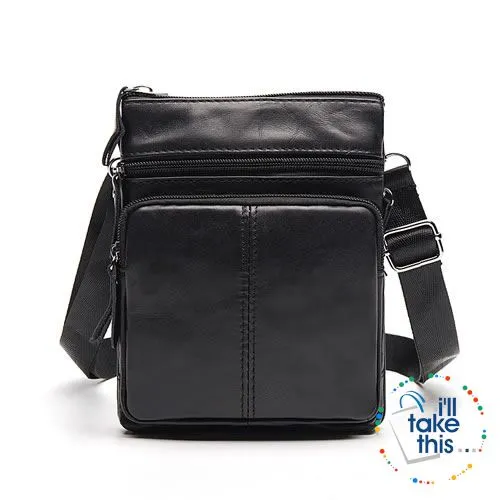Man Bag in Genuine Leather - Small Messenger Bag with Shoulder Strap/Cross-body - 5 Colors