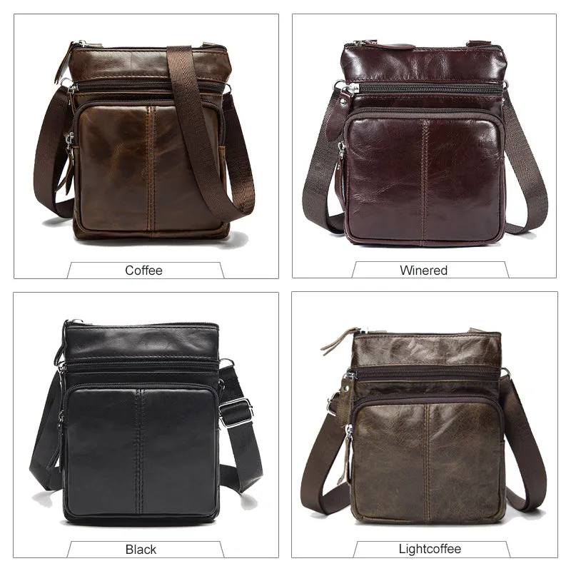 Man Bag in Genuine Leather - Small Messenger Bag with Shoulder Strap/Cross-body - 5 Colors