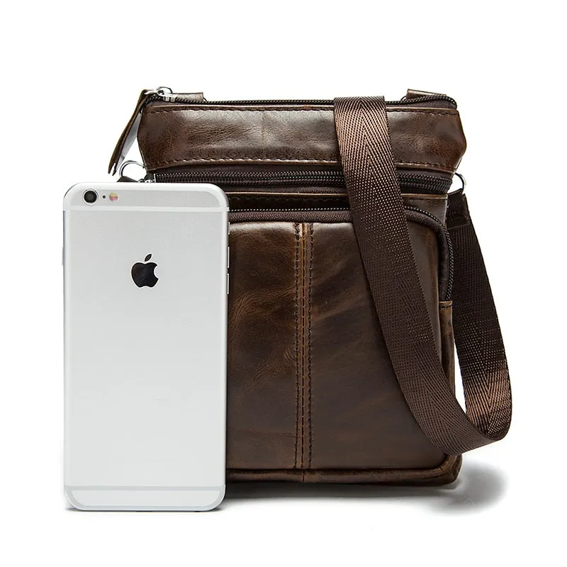 Man Bag in Genuine Leather - Small Messenger Bag with Shoulder Strap/Cross-body - 5 Colors