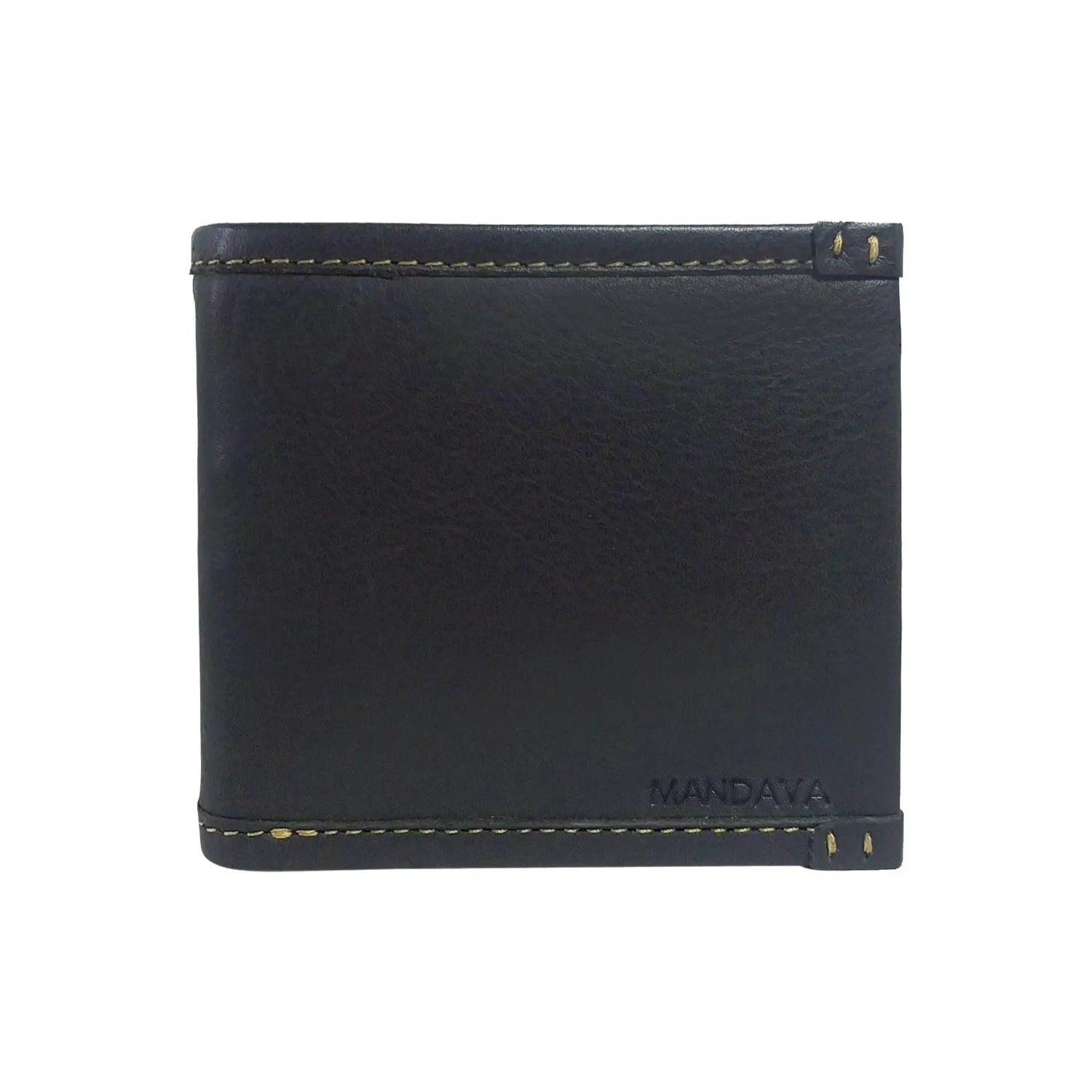 MANDAVA Genuine Leather Men's Casual Bifold Wallet Card Holder