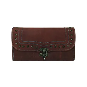 MANDAVA Women's Genuine Leather Slim Wallet | Ladies Compact Card Holder Trifold Long Purse
