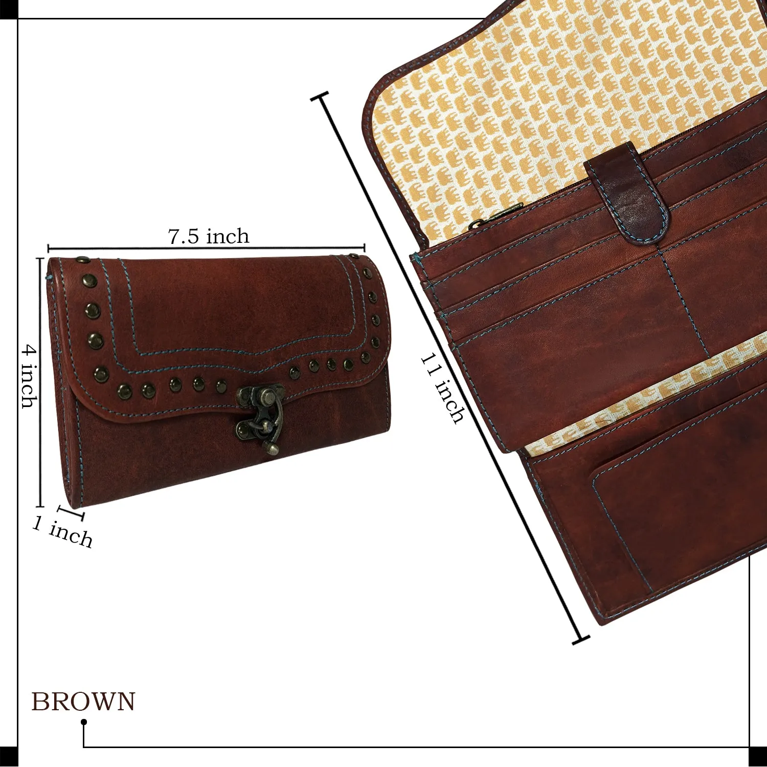 MANDAVA Women's Genuine Leather Slim Wallet | Ladies Compact Card Holder Trifold Long Purse