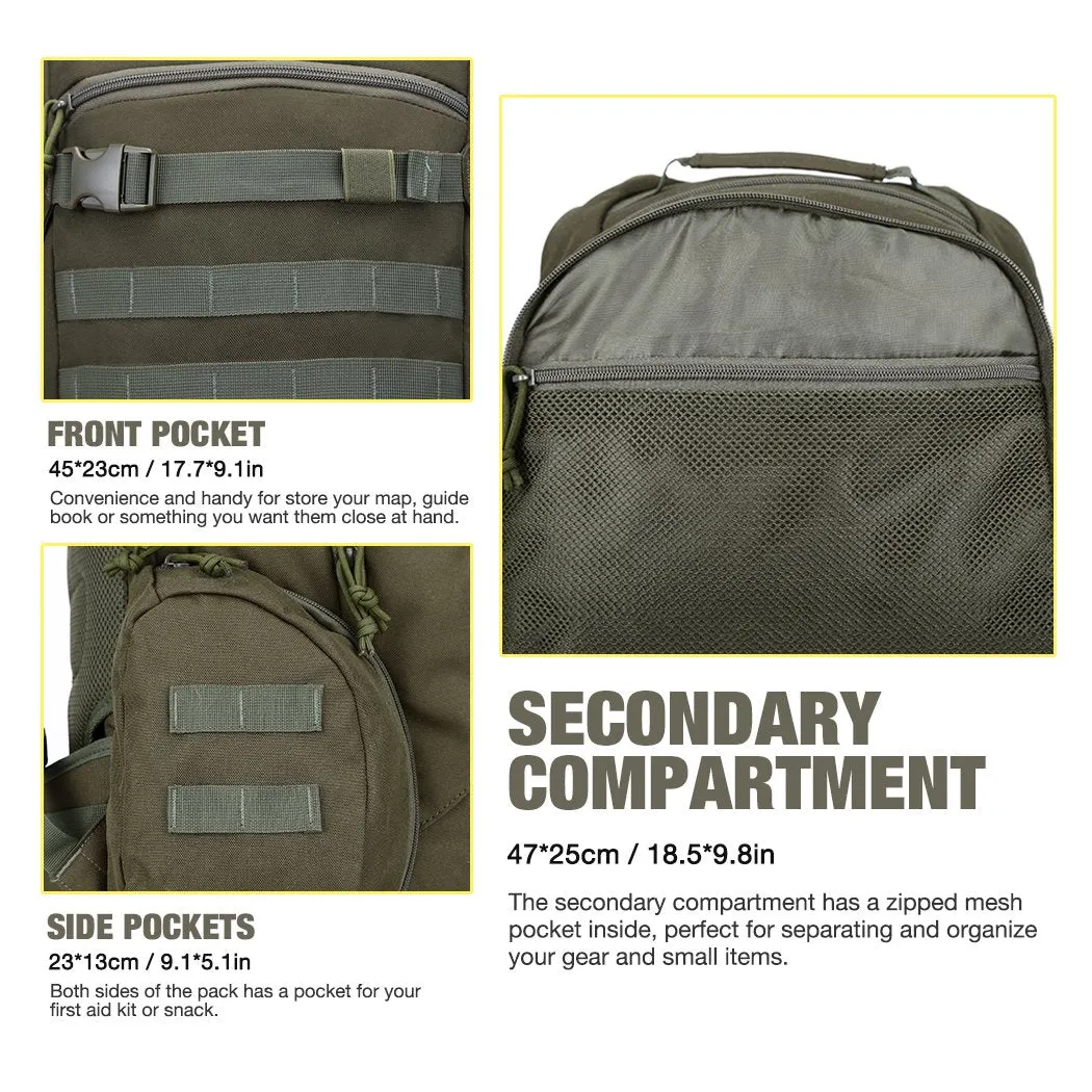 Mardingtop Military Backpack Tactical Molle Backpack Rucksack Bug Out Bag for School Camping Hiking Trekking (Camo Green-2)