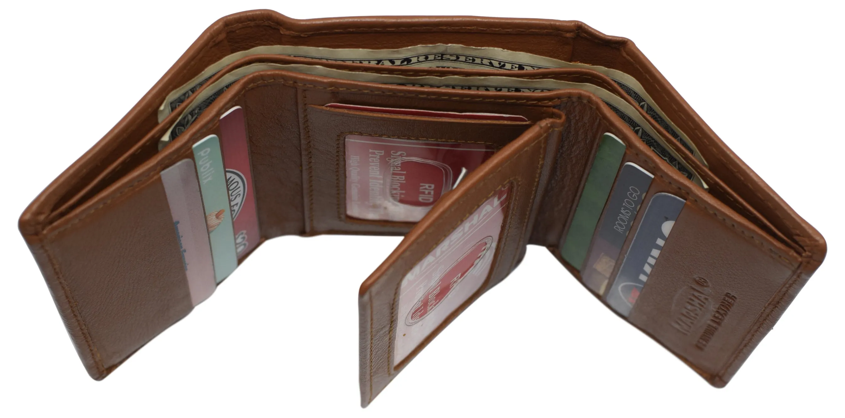 Marshal RFID Signal Blocking Trifold Wallets for Men Genuine Cow Leather