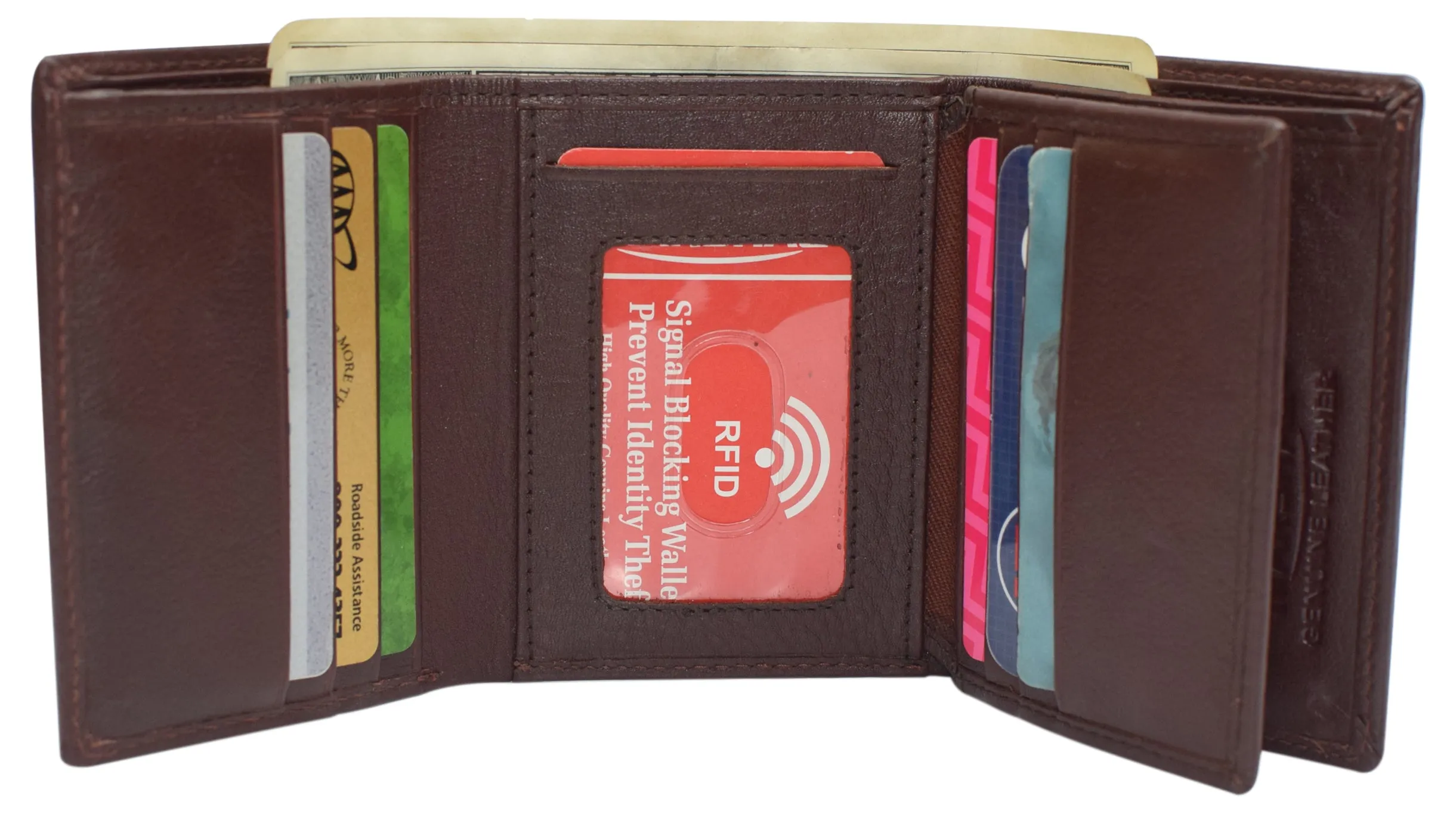 Marshal RFID Signal Blocking Trifold Wallets for Men Genuine Cow Leather