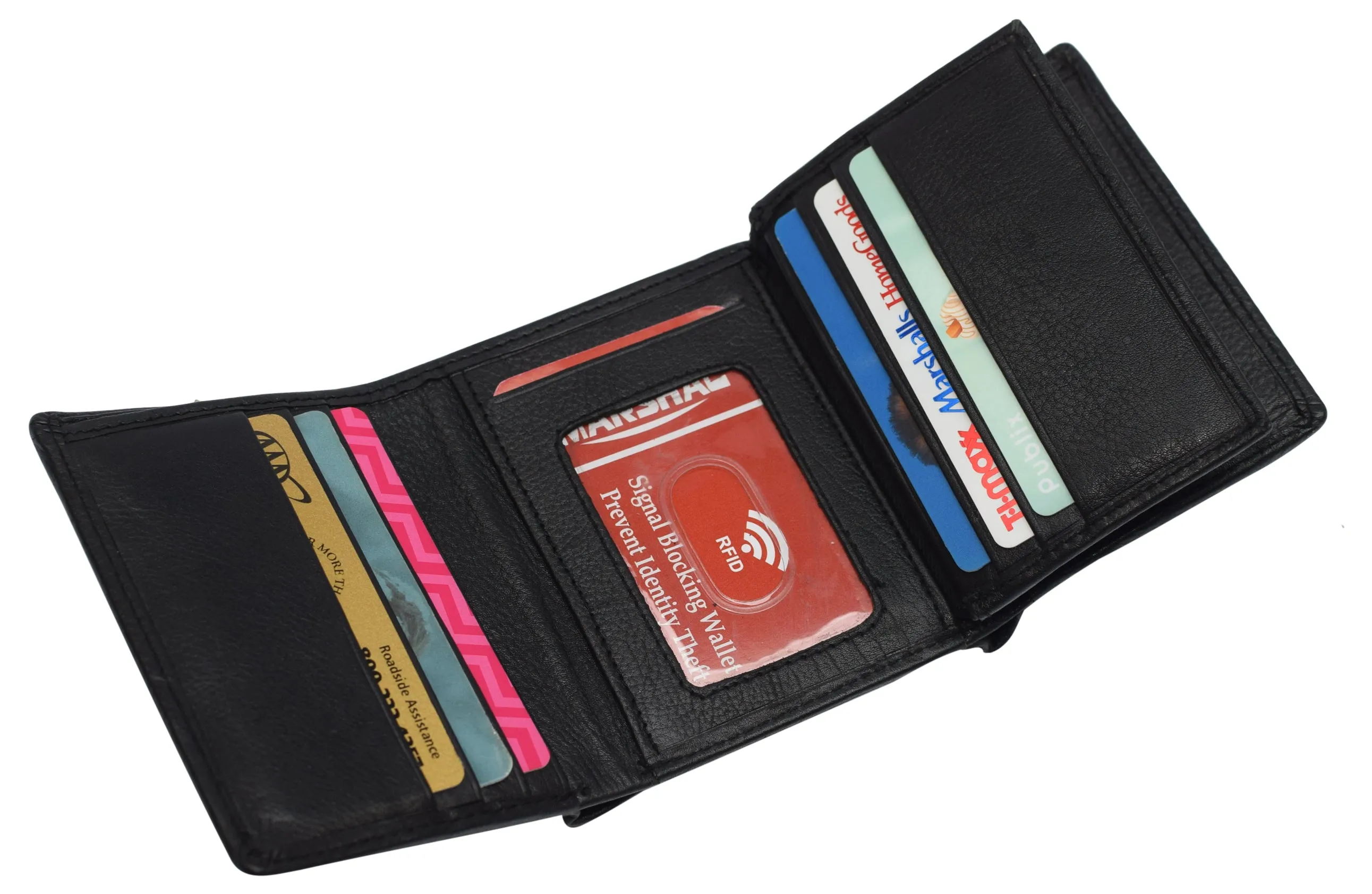 Marshal RFID Signal Blocking Trifold Wallets for Men Genuine Cow Leather