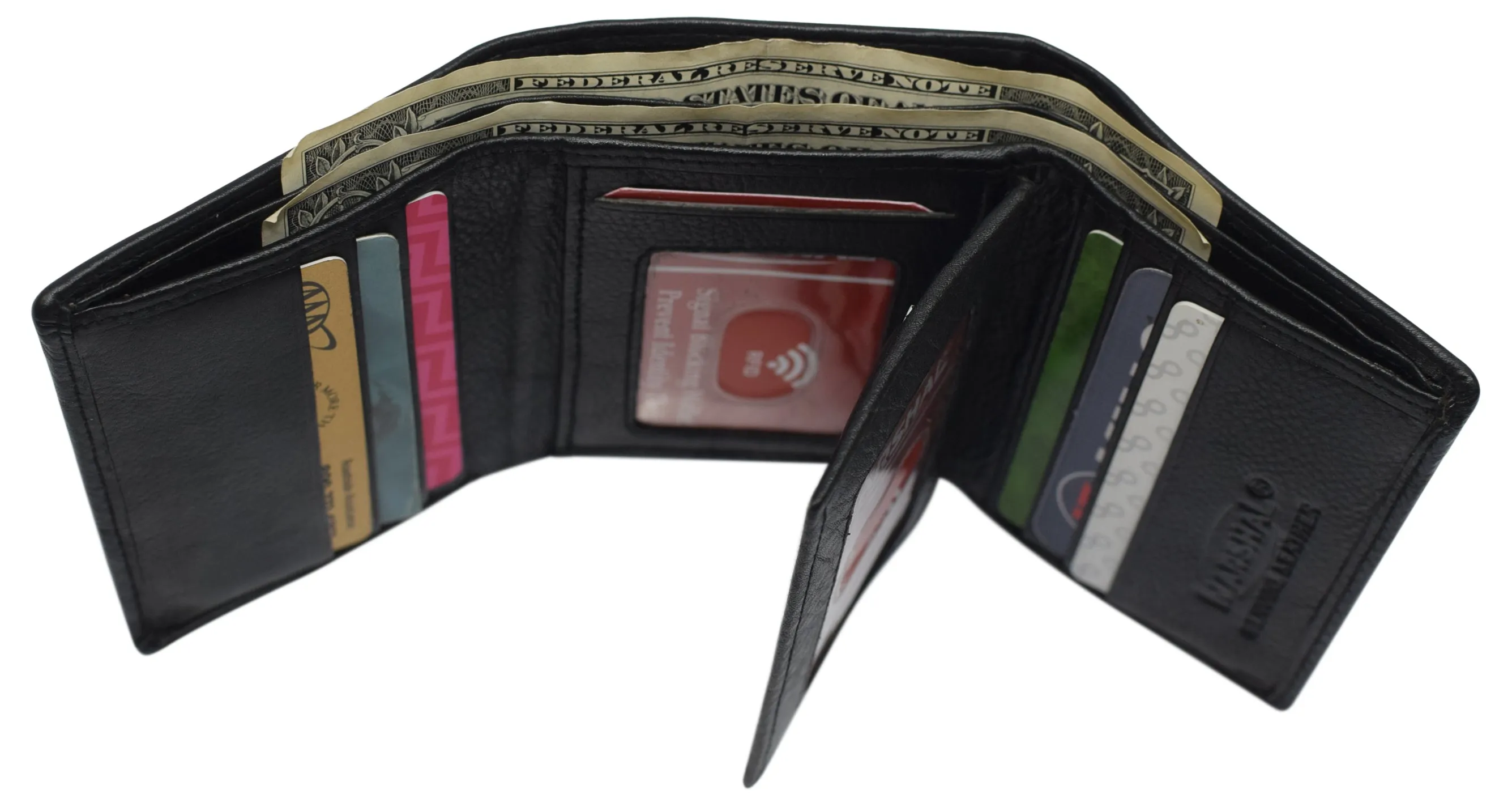 Marshal RFID Signal Blocking Trifold Wallets for Men Genuine Cow Leather