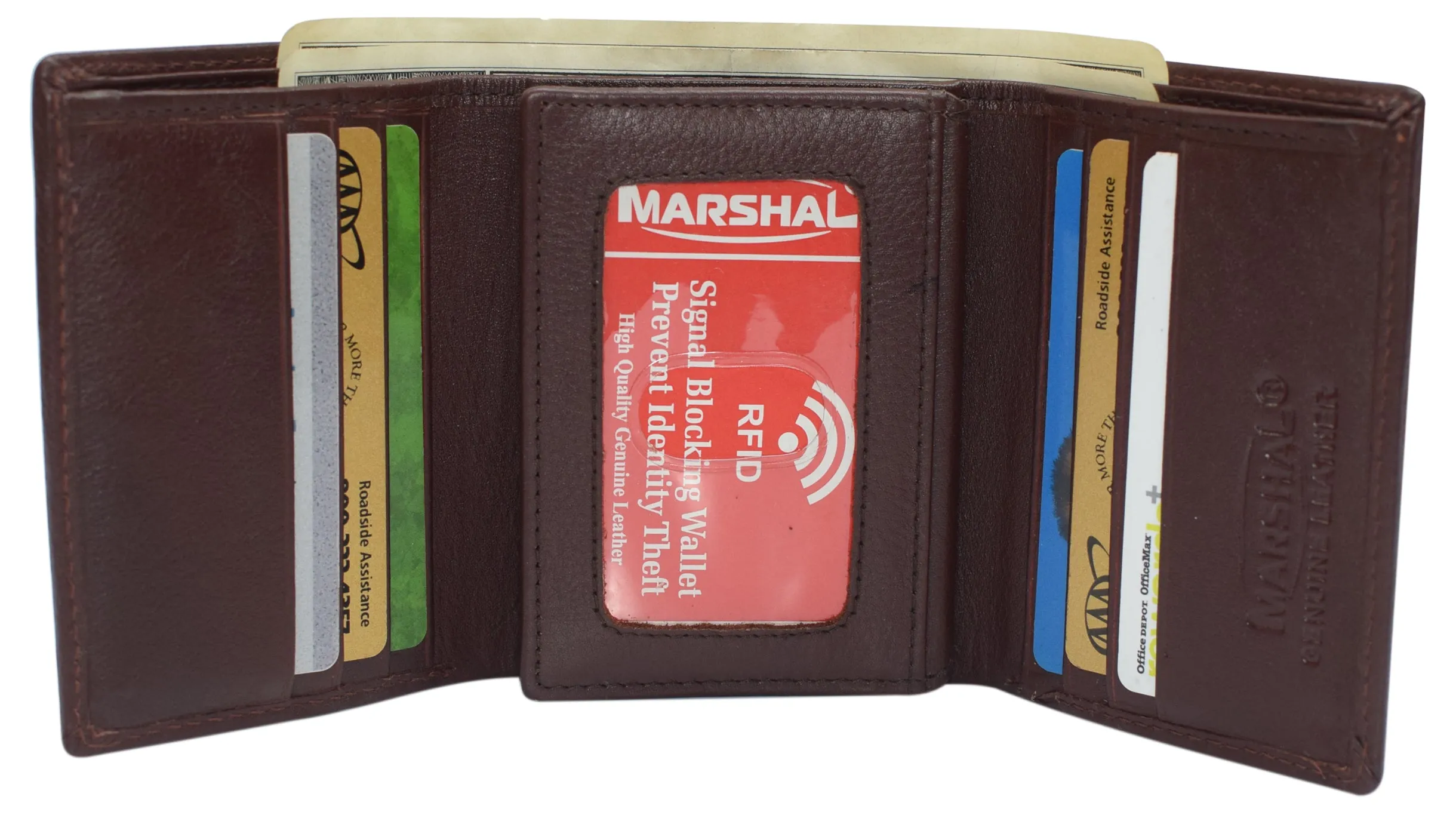 Marshal RFID Signal Blocking Trifold Wallets for Men Genuine Cow Leather