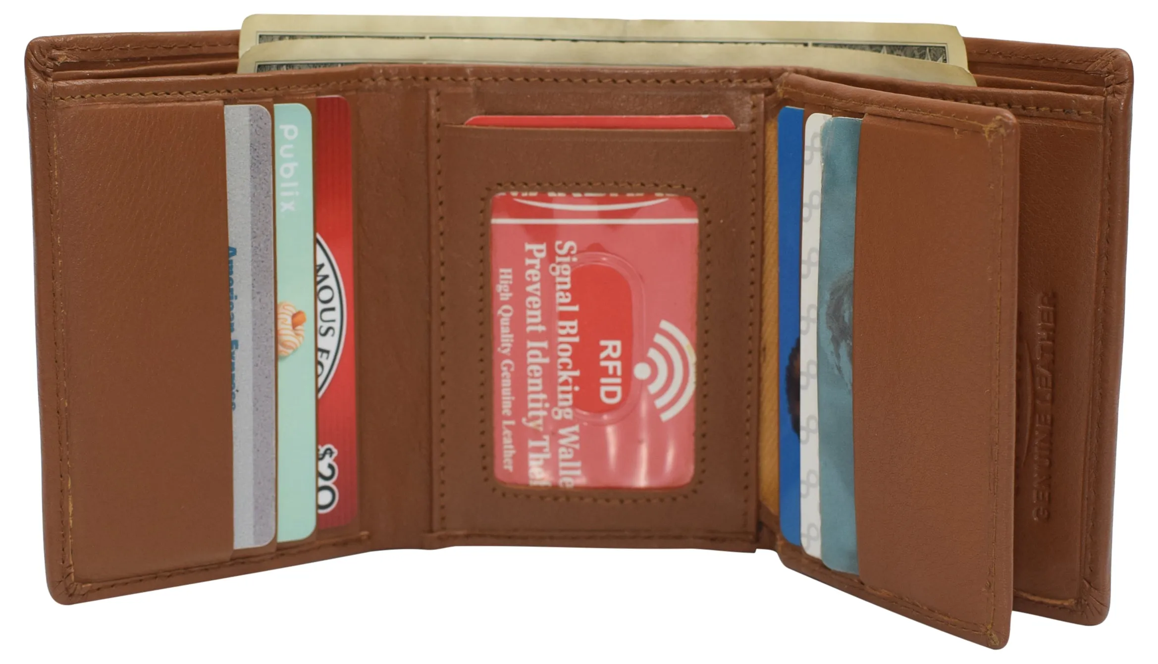 Marshal RFID Signal Blocking Trifold Wallets for Men Genuine Cow Leather