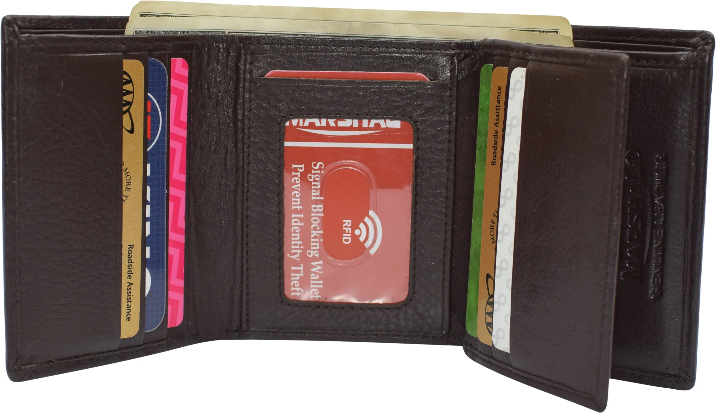 Marshal RFID Signal Blocking Trifold Wallets for Men Genuine Cow Leather