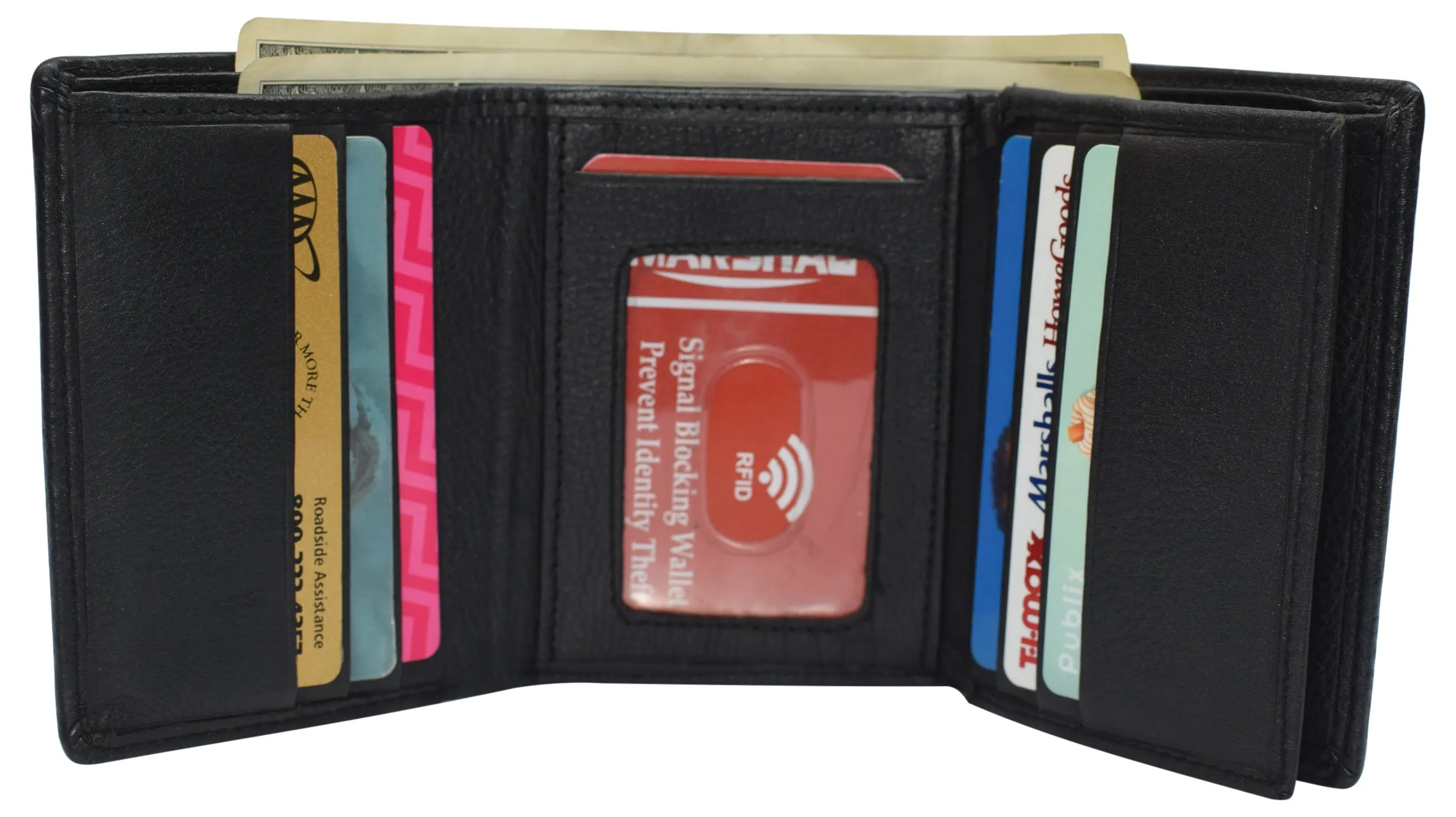 Marshal RFID Signal Blocking Trifold Wallets for Men Genuine Cow Leather