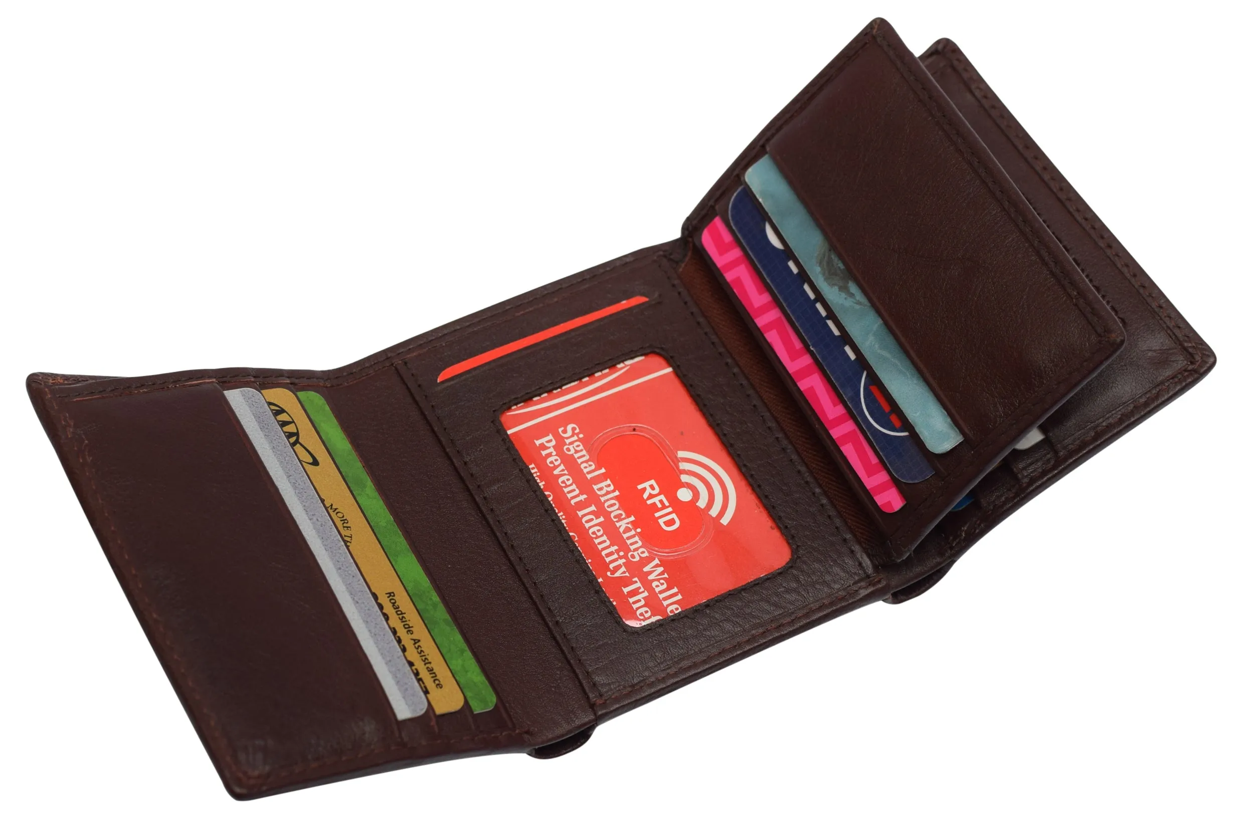 Marshal RFID Signal Blocking Trifold Wallets for Men Genuine Cow Leather