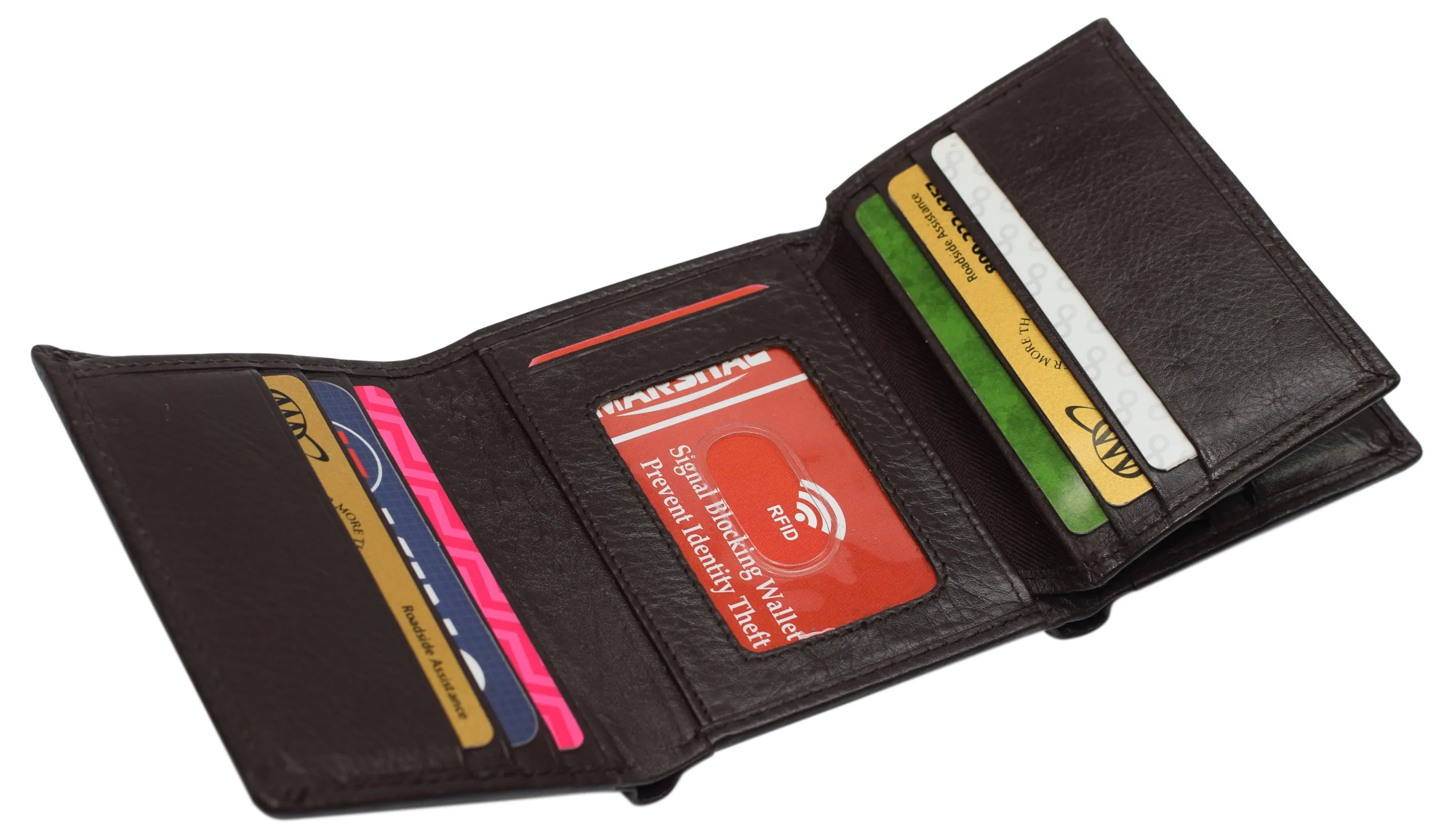 Marshal RFID Signal Blocking Trifold Wallets for Men Genuine Cow Leather