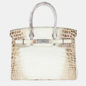 Matte White Himalaya Niloticus Crocodile Birkin 30 PHW