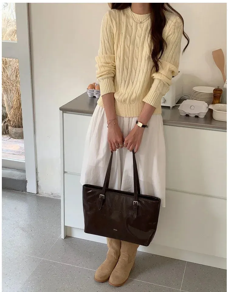 MAYTRENDS  -  Shoulder Bags for Women Oil Wax Leather Handbag Tote Crossbody Bag Vintage Satchels Women Bags Designer Handbag High Quality