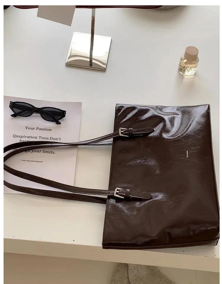 MAYTRENDS  -  Shoulder Bags for Women Oil Wax Leather Handbag Tote Crossbody Bag Vintage Satchels Women Bags Designer Handbag High Quality