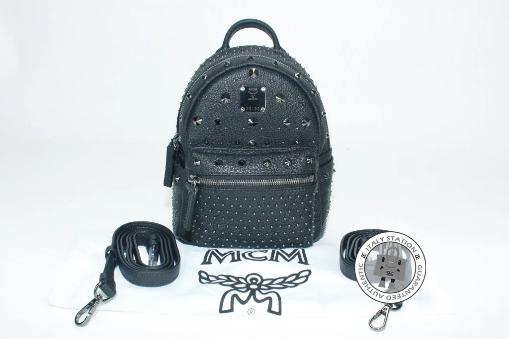 Mcm MWK5AVE88 Extra Mini Bebe Boo Swarovski Crystals Black / TI001  Leather Mini Backpacks Shw