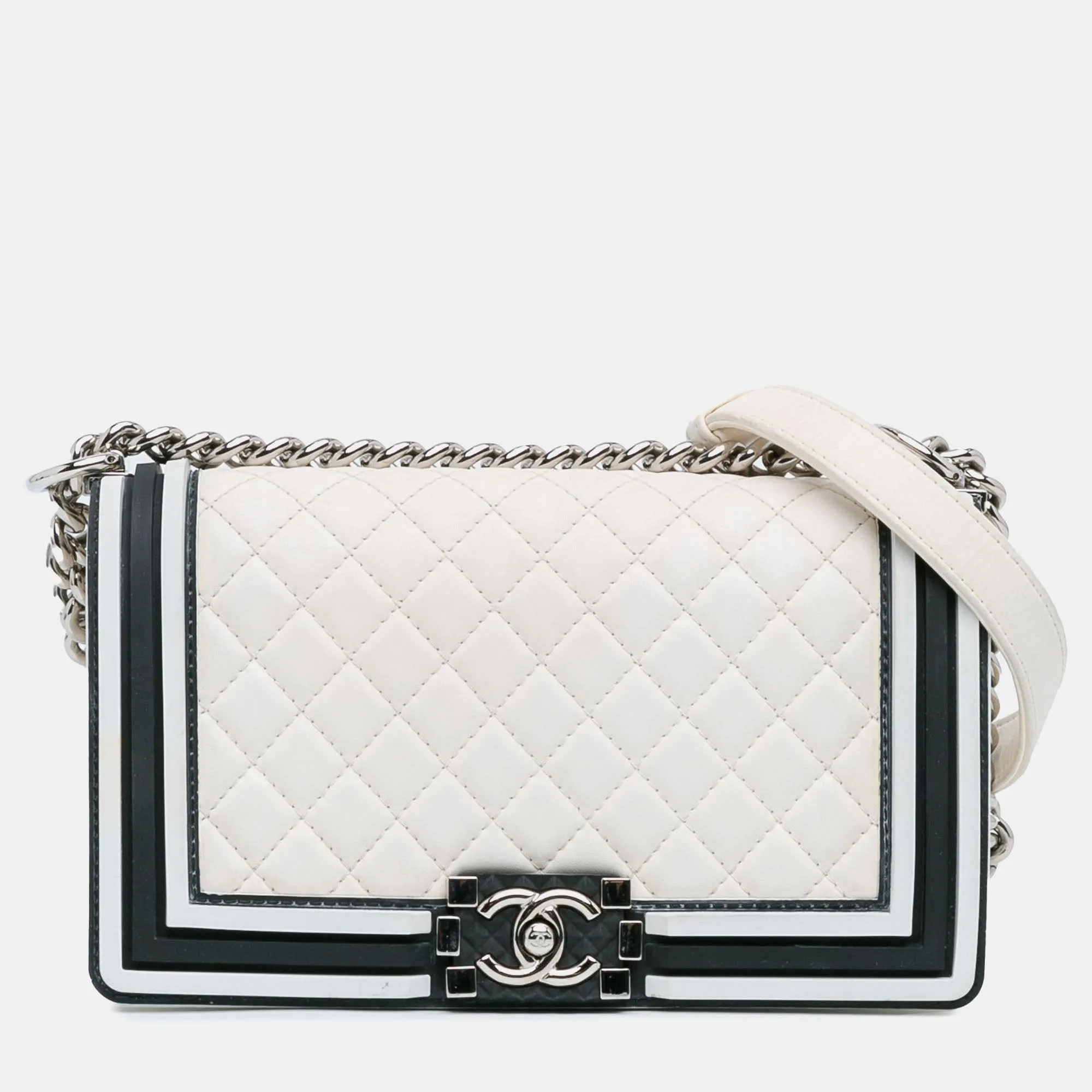 Medium Bicolor Lambskin and Rubber Boy Flap