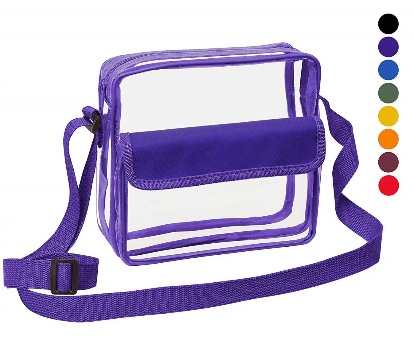 Medium Clear Cross-Body Messenger Shoulder Bag (CH-500-PUR) - Purple Trim