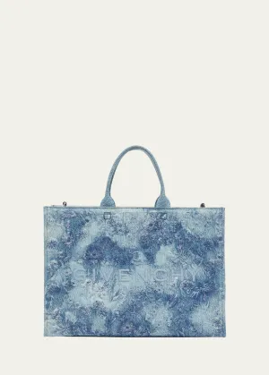 Medium G-Tote Bag in Floral Distressed Denim