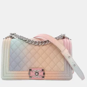 Medium Quilted Caviar Rainbow Boy Flap Bag