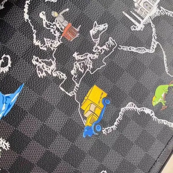 Men&#8217;s District Pm Messenger Map Print Damier Graphite Canvas Shoulder Bag N40238 2019 Collection