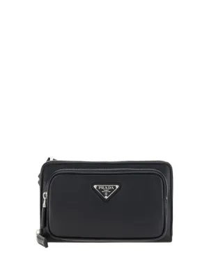 Men's Leather Triangle Logo Belt Bag in Nero | 2VH1562DDJ