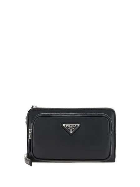 Men's Leather Triangle Logo Belt Bag in Nero | 2VH1562DDJ
