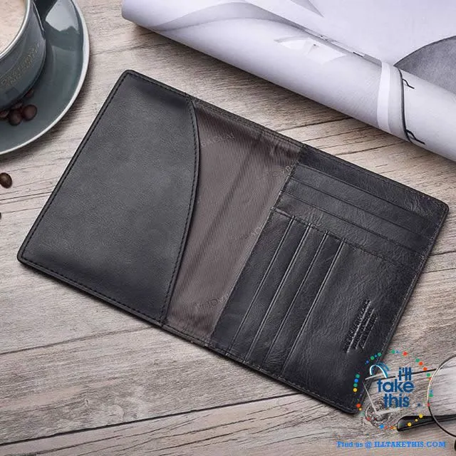 Men's Mega 8/16 Card Wallet in Genuine Cowhide Leather with Passport compartment - Black or Brown