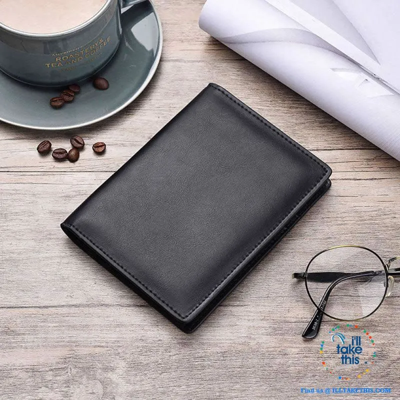 Men's Mega 8/16 Card Wallet in Genuine Cowhide Leather with Passport compartment - Black or Brown