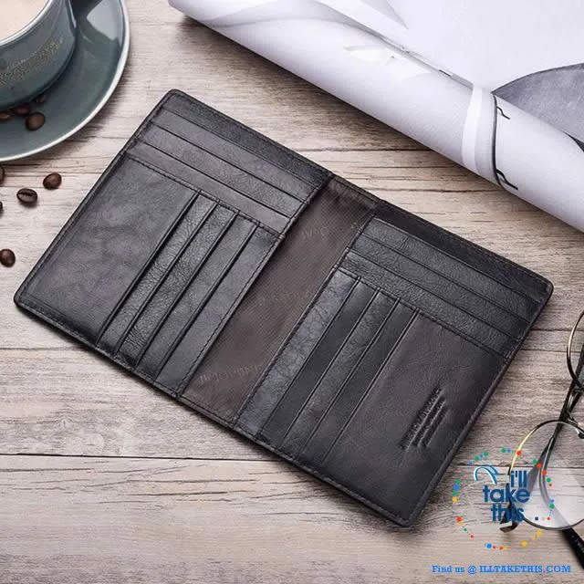 Men's Mega 8/16 Card Wallet in Genuine Cowhide Leather with Passport compartment - Black or Brown
