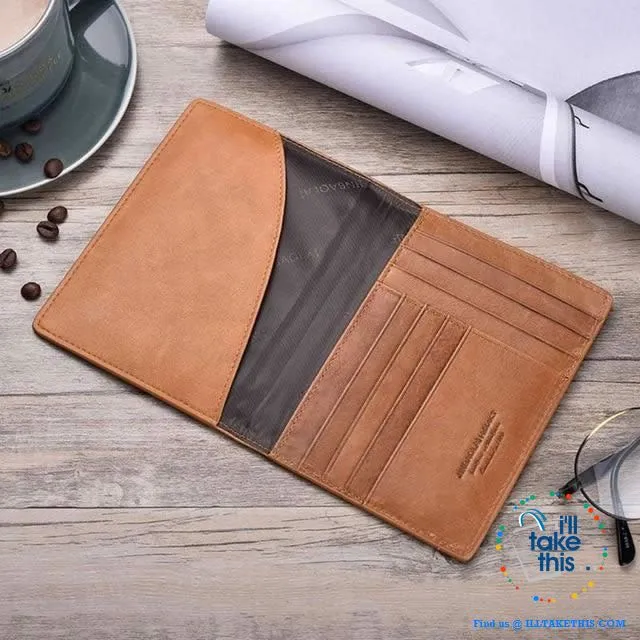 Men's Mega 8/16 Card Wallet in Genuine Cowhide Leather with Passport compartment - Black or Brown