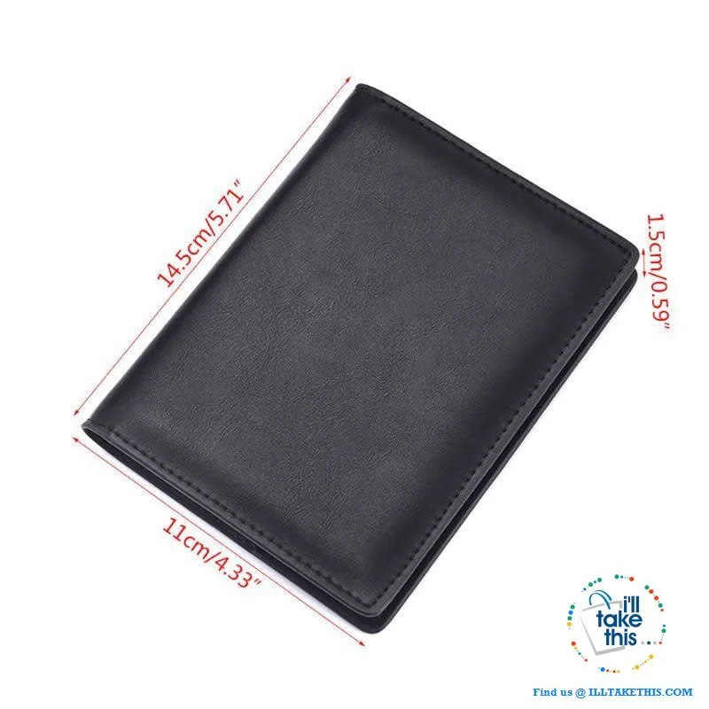 Men's Mega 8/16 Card Wallet in Genuine Cowhide Leather with Passport compartment - Black or Brown