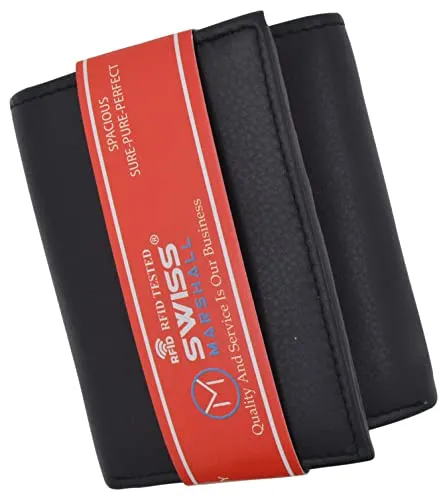 Mens Wallets Leather RFID Blocking Trifold Wallet Extra Capacity Removable ID Card Holder Insert