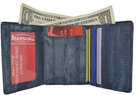 Men's Waterproof Eel Skin Slim Credit Card ID Holder Trifold Wallet