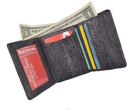 Men's Waterproof Eel Skin Slim Credit Card ID Holder Trifold Wallet