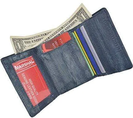 Men's Waterproof Eel Skin Slim Credit Card ID Holder Trifold Wallet