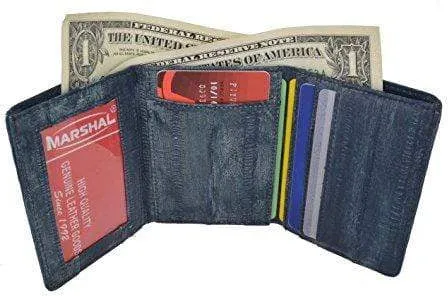 Men's Waterproof Eel Skin Slim Credit Card ID Holder Trifold Wallet