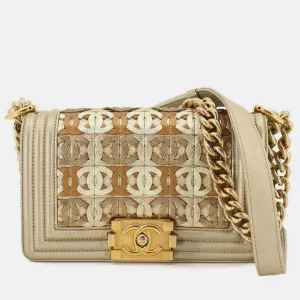Metallic Gold Leather Boy Chain Shoulder Bag