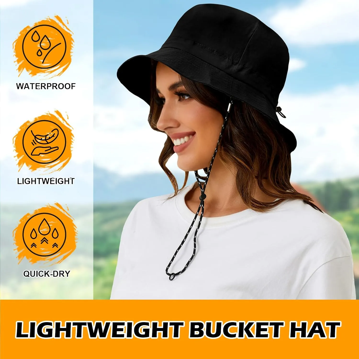 MIDNIGHTSUN Waterproof Bucket Hat Women Packable Outdoor Fishing Lightweight Men UV Protection Summer Sun Hat