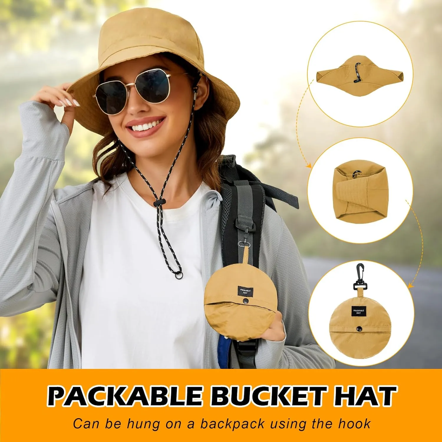 MIDNIGHTSUN Waterproof Bucket Hat Women Packable Outdoor Fishing Lightweight Men UV Protection Summer Sun Hat